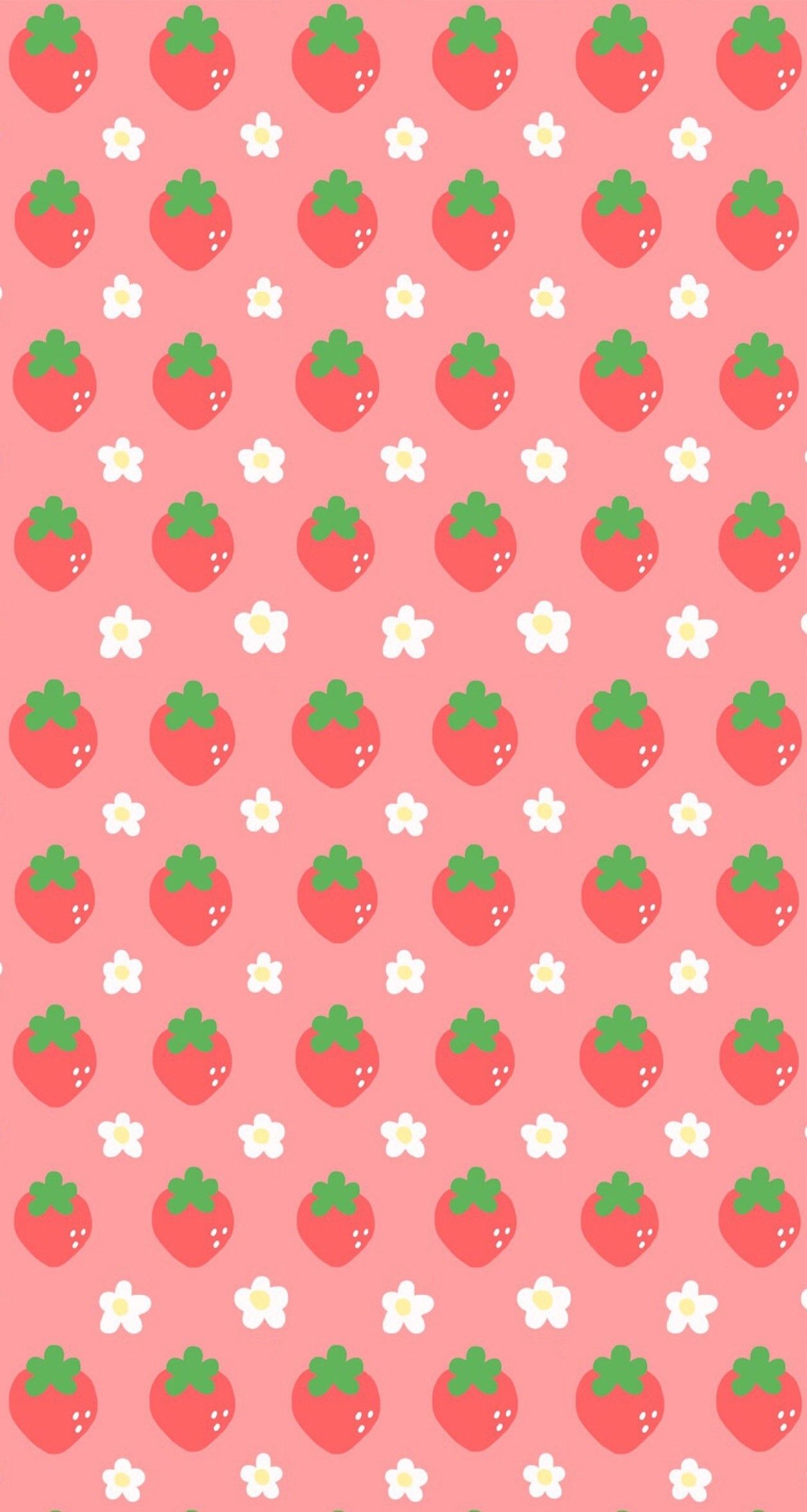 Fragole e fiori pattern rosa, 1256x2353 Full HD Verticale, iPhone