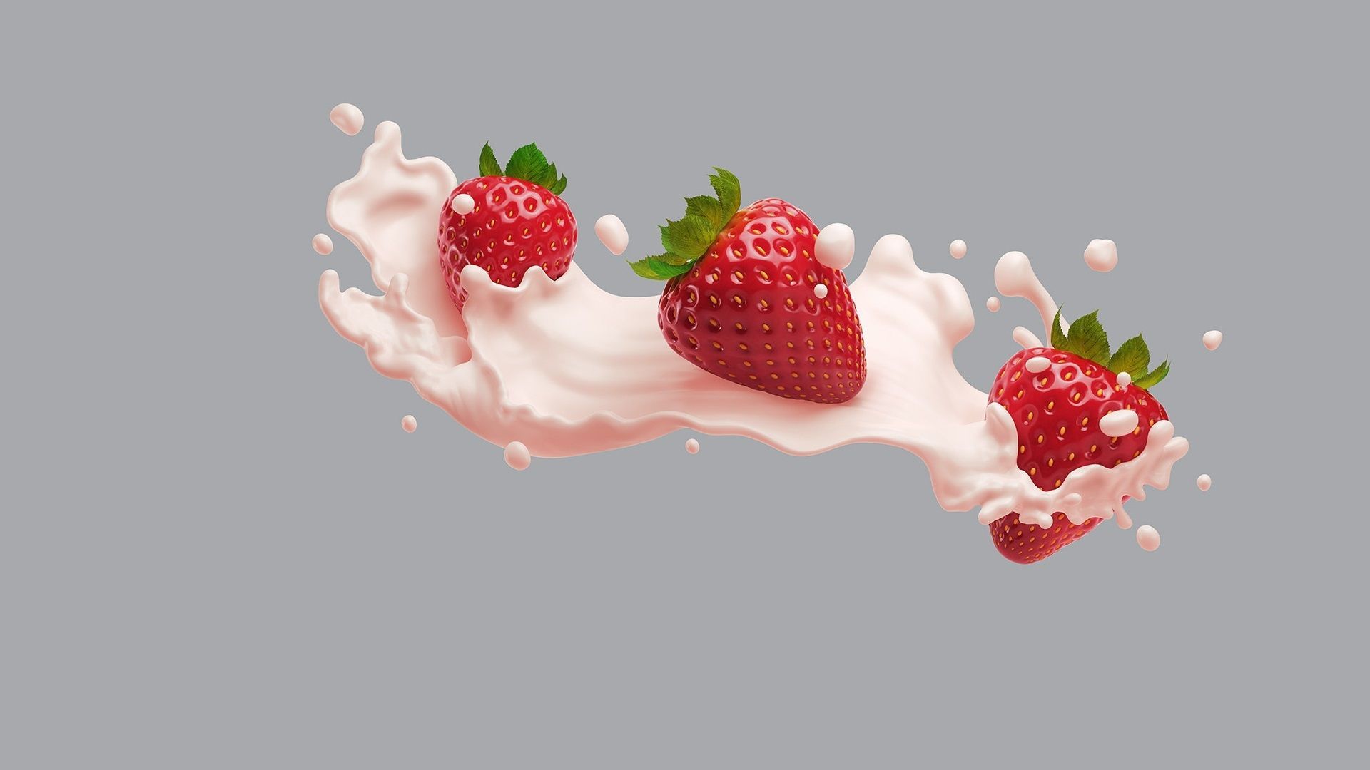 Fragole con schizzo di latte, 1920x1080 Full HD 1080p, Laptop