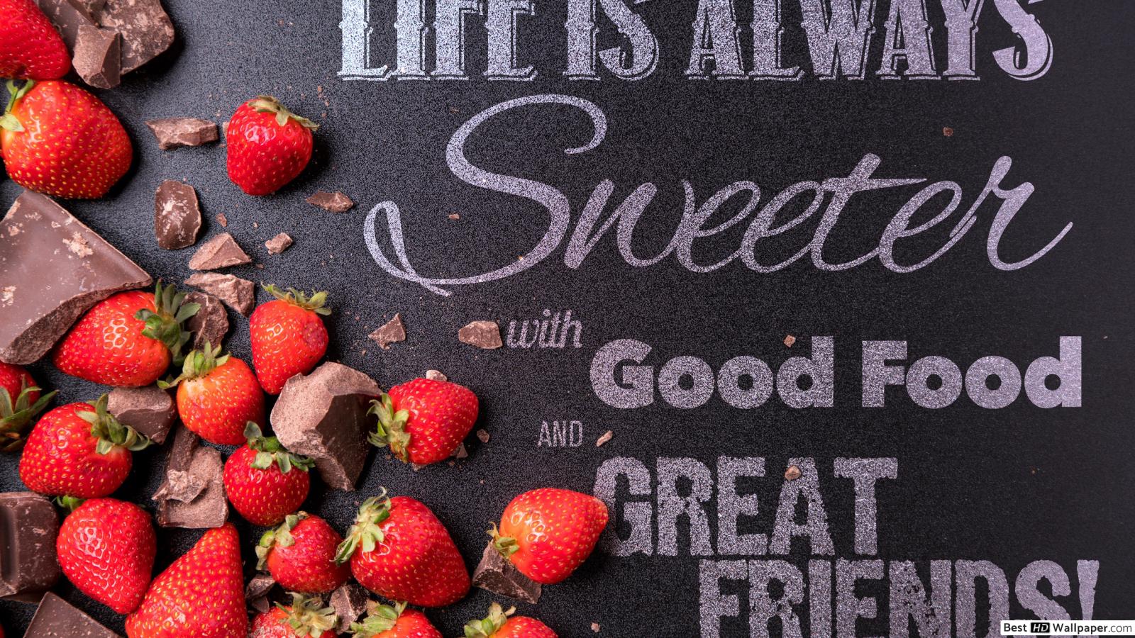 Fragole e cioccolato con citazione, 1600x900 900p, iMac