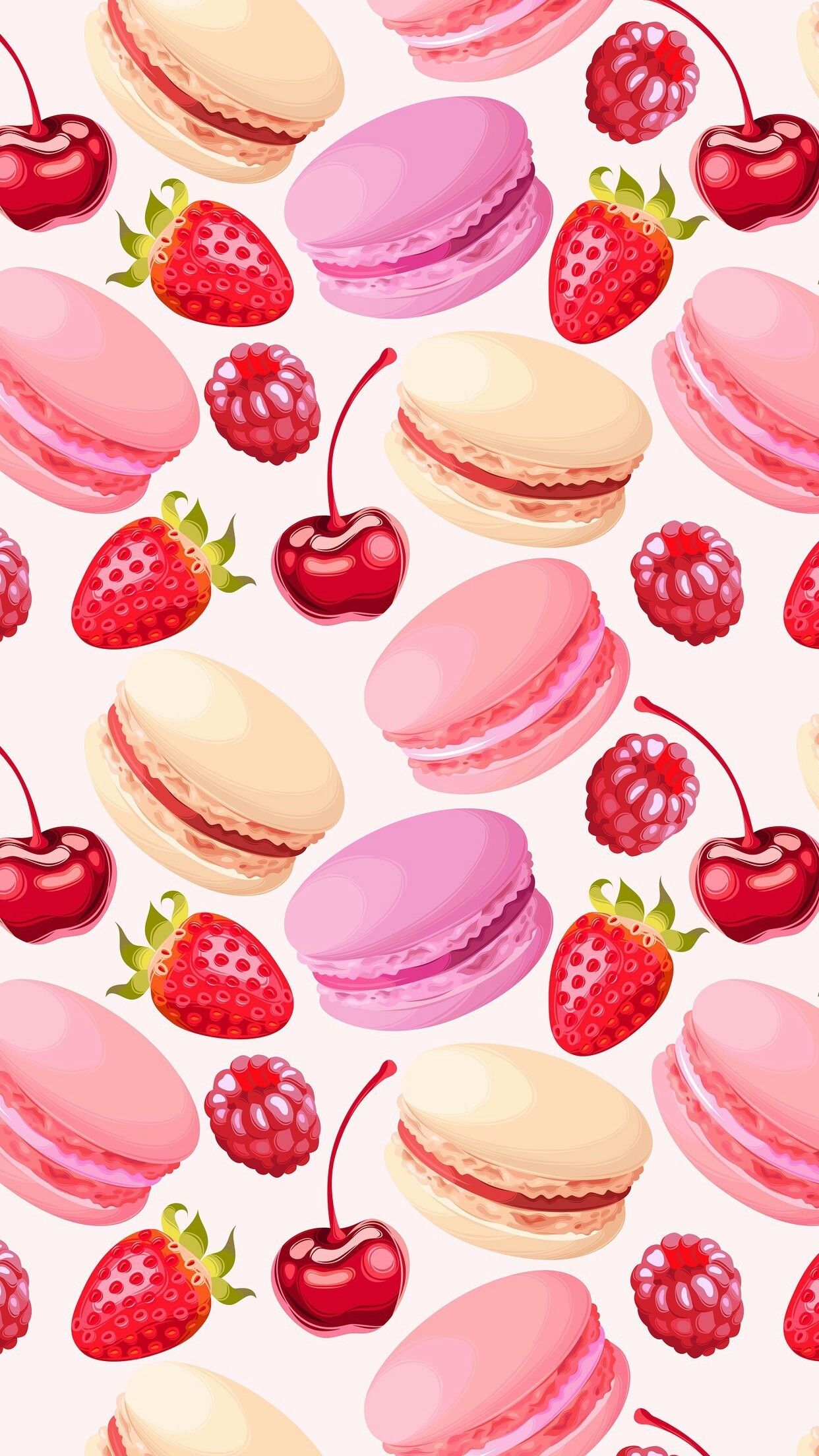 Fragole macaron e ciliegie pastello, 1242x2208 Full HD Verticale, iPhone