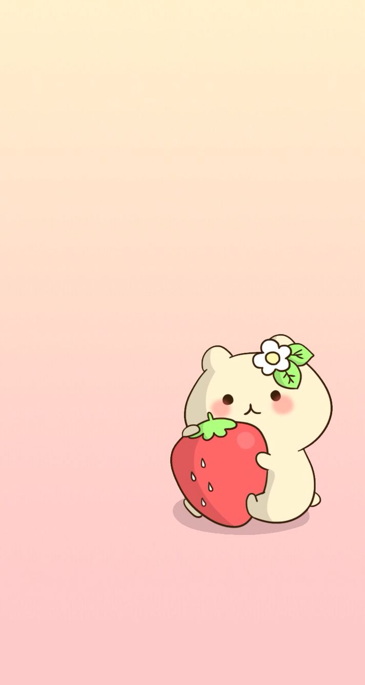 Orsetto kawaii con fragola, 712x1334 Verticale, Telefono