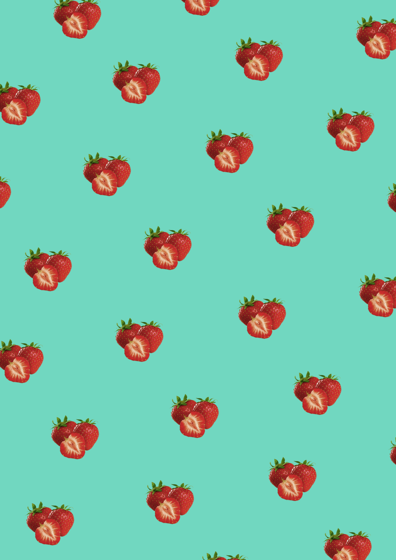 Fragole rosse su verde acqua, 1280x1810 Full HD Verticale, Samsung Galaxy