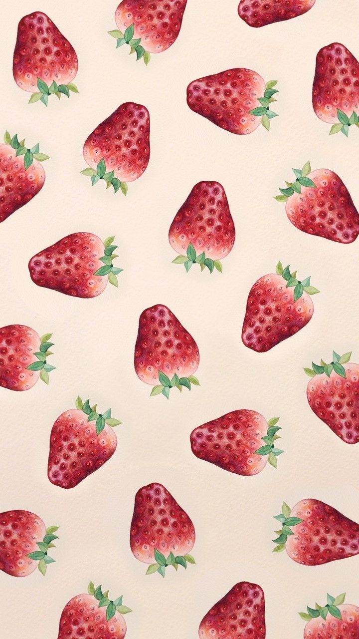 Fragole illustrate su rosa, 720x1280 Full HD Verticale, iPhone