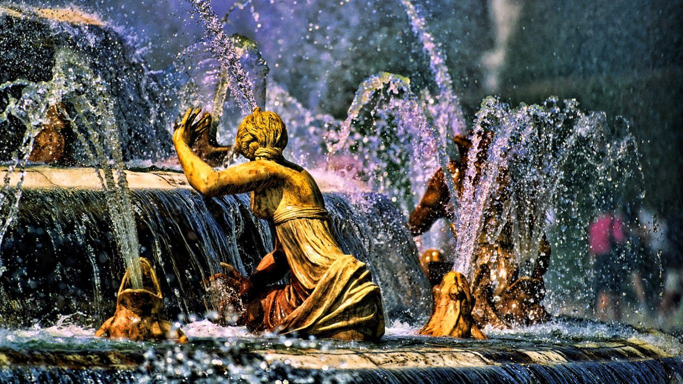 Fontana dorata statue Versailles, 1366x768 HD, Desktop