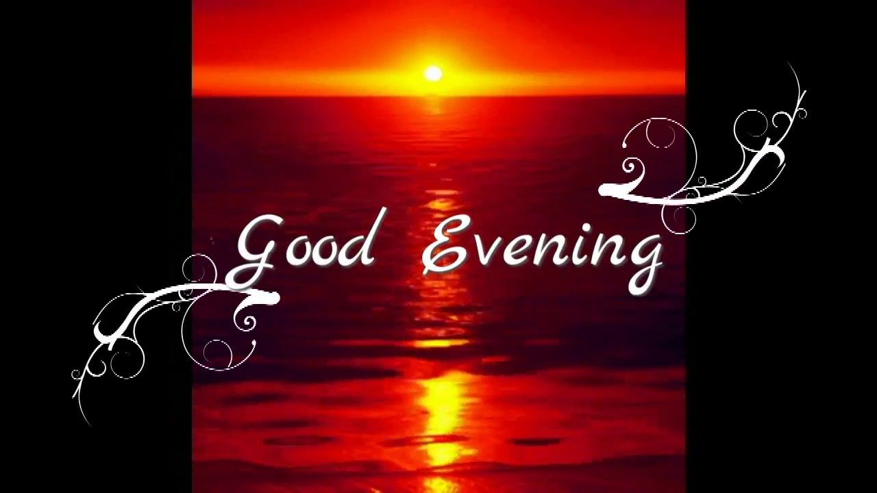 Tramonto sul mare, scritta Good Evening, 1280x720 HD, PC Desktop