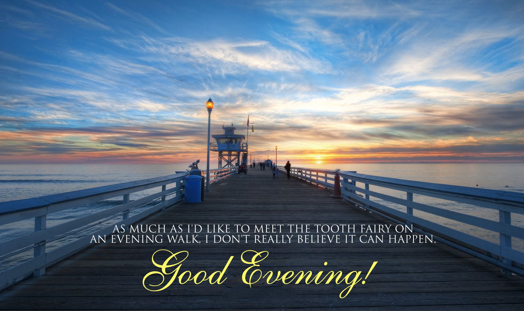 Molo al tramonto con frase, 1818x1080 HD, PC