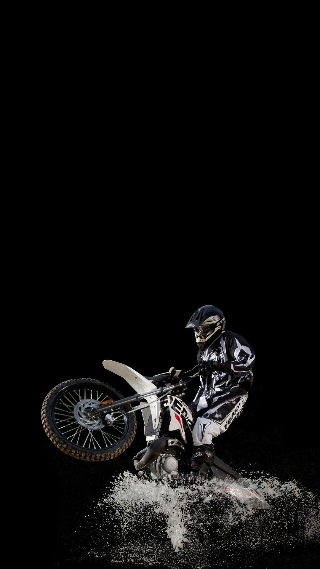 Motocross salto acqua nera, 1080x1920 Verticale, Telefono