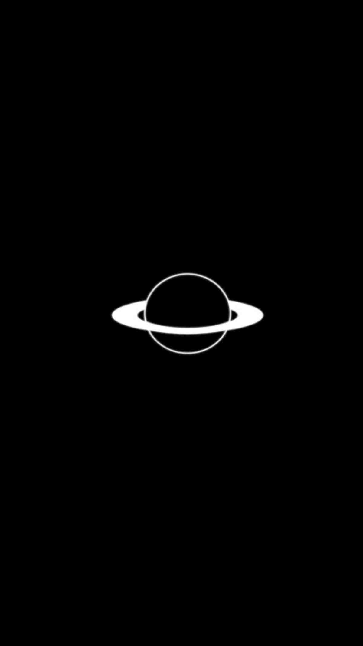 Pianeta Saturno minimalista nero, 1200x2134 Full HD Verticale, Smartphone