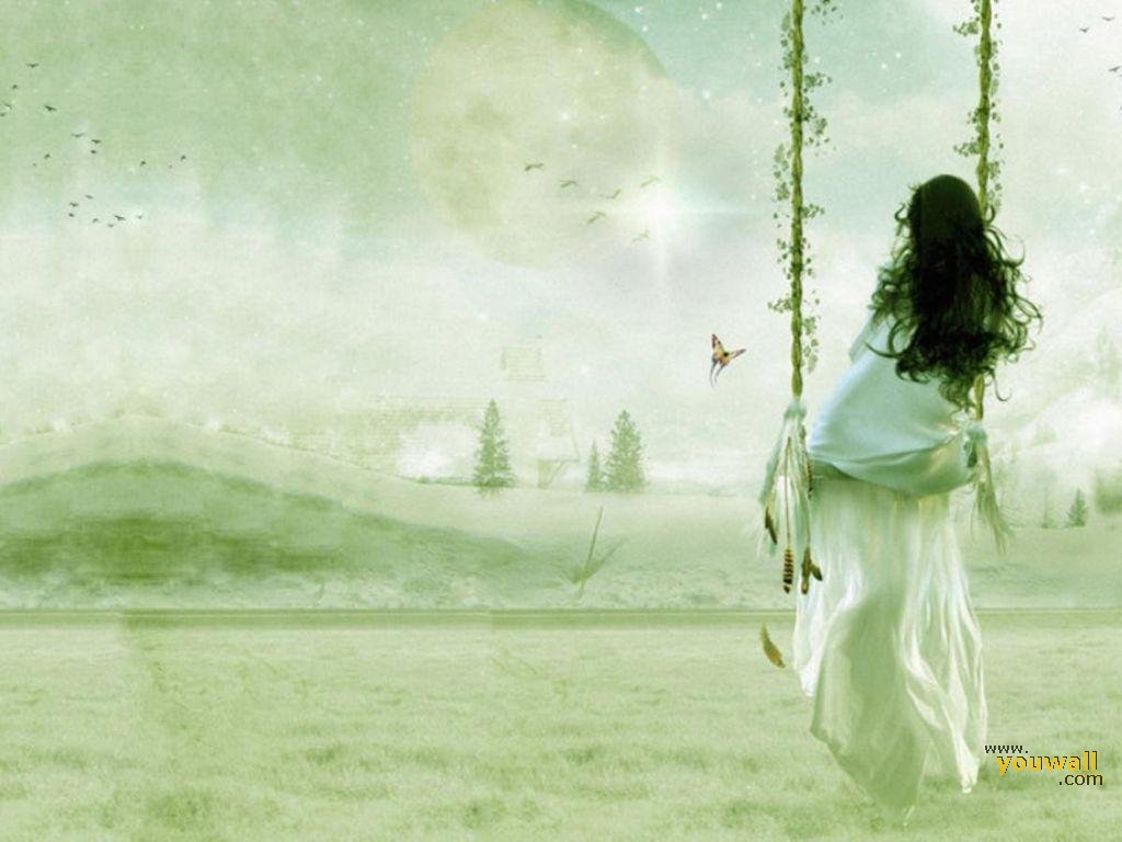 ragazza sola altalena campagna, 1024x768 HD, Desktop
