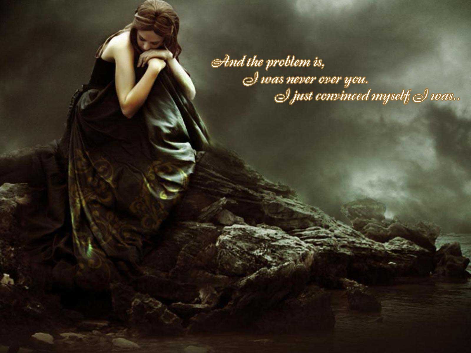Ragazza triste seduta su roccia, 1600x1200 HD Ready, Desktop