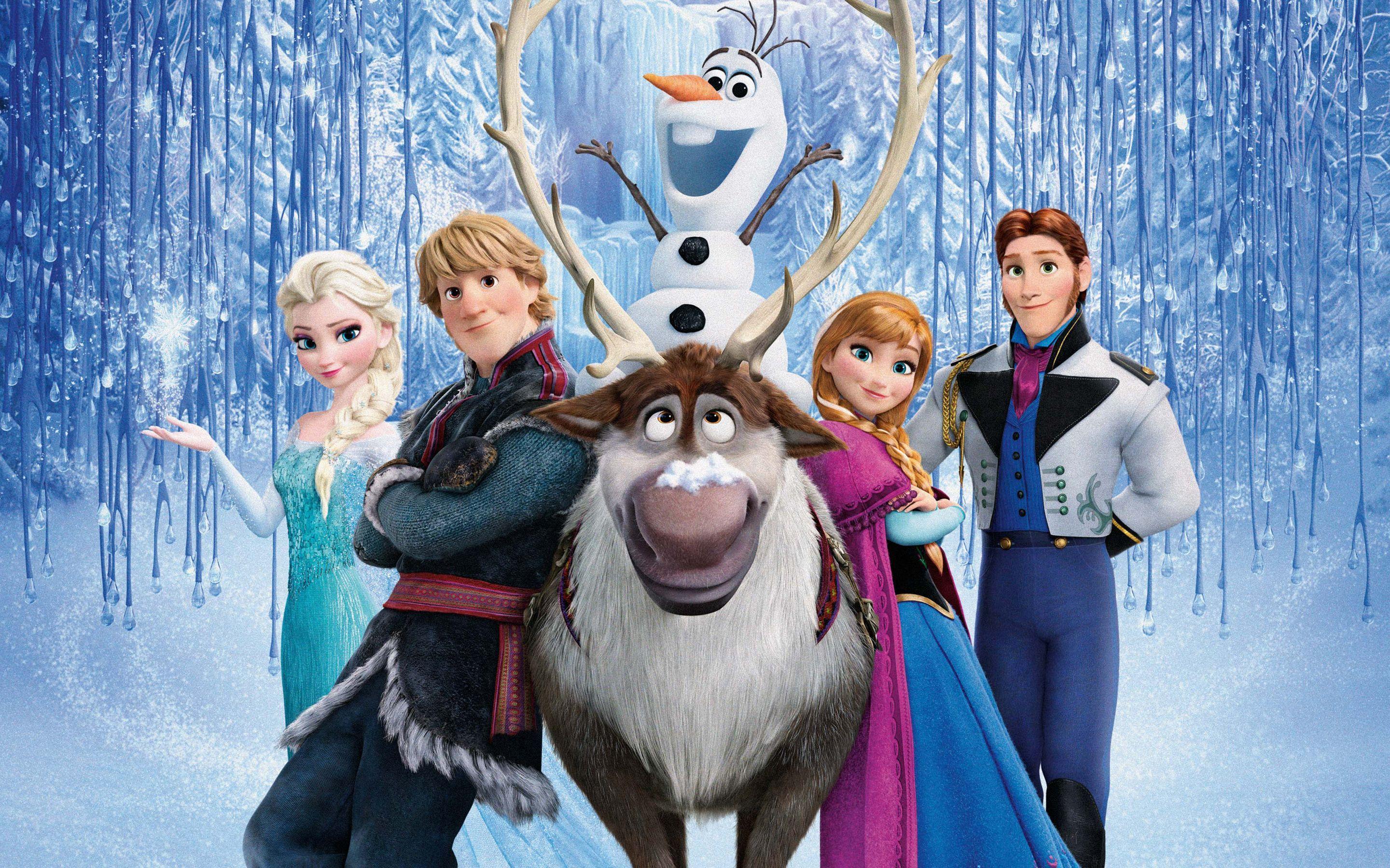 Frozen cast Elsa Anna Olaf Sven, 2880x1800 2K, Laptop