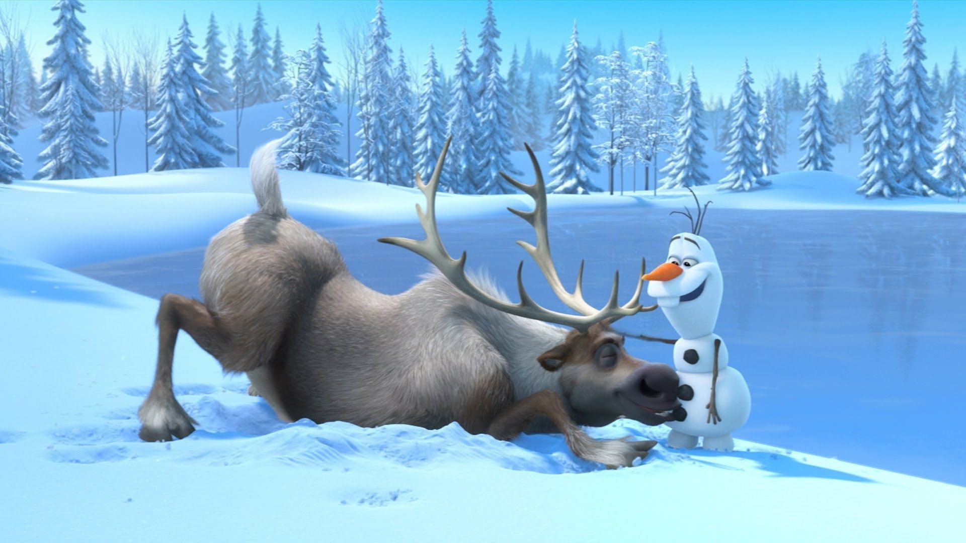 Sven e Olaf sdraiati neve, 1920x1080 1080p, Monitor Gaming