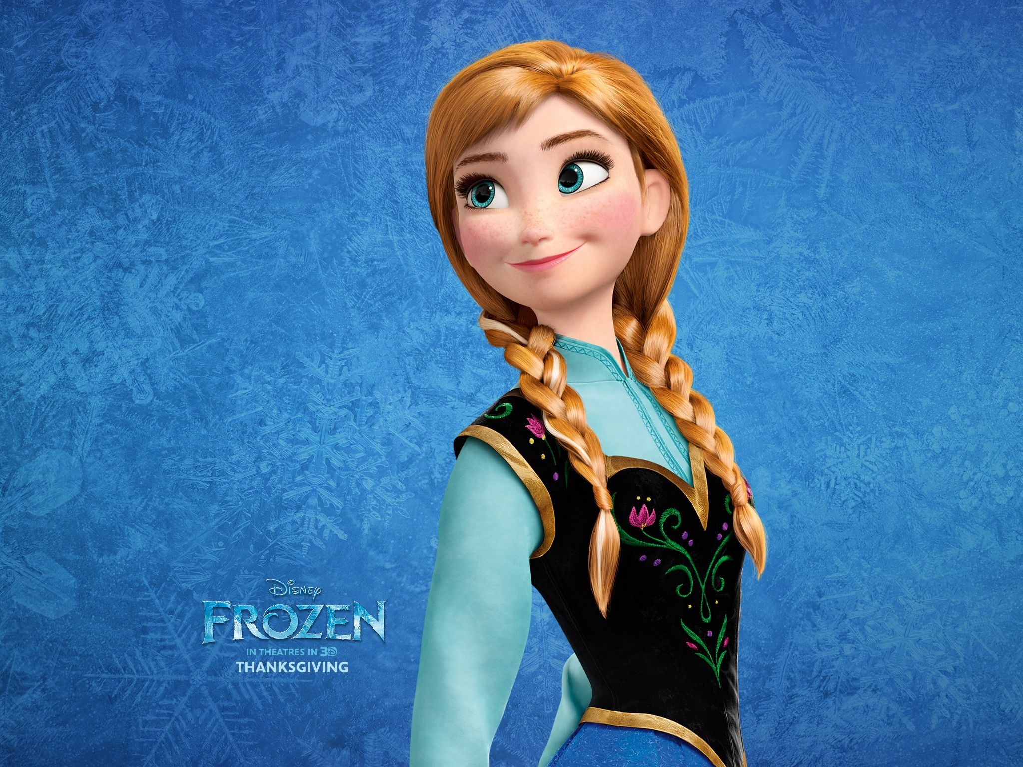 Anna Frozen treccine sfondo blu, 2048x1536 alta risoluzione, PC Desktop