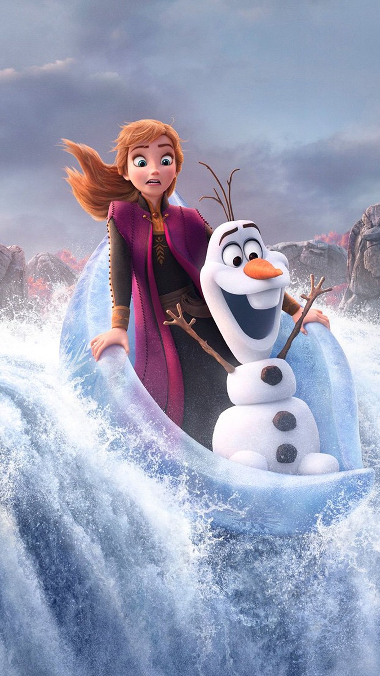 Anna Olaf barca onde Frozen 2, 1242x2208 Full HD Verticale, Smartphone