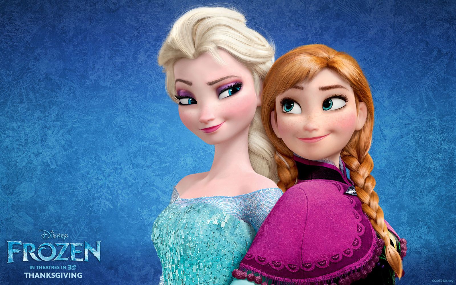Elsa Anna abbraccio sfondo blu, 1600x1000 HD Ready, PC