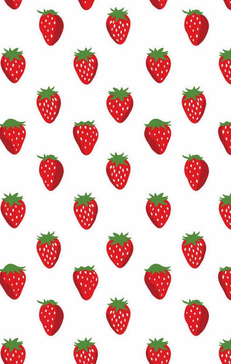 Fragole rosse pattern bianco, 744x1174 Full HD Verticale, Smartphone