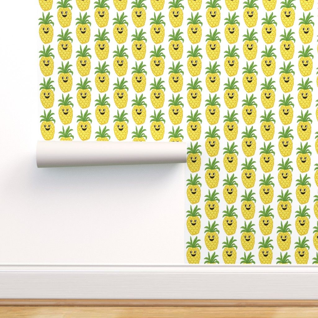 Ananas kawaii pattern giallo, 1024x1024 HD, Desktop