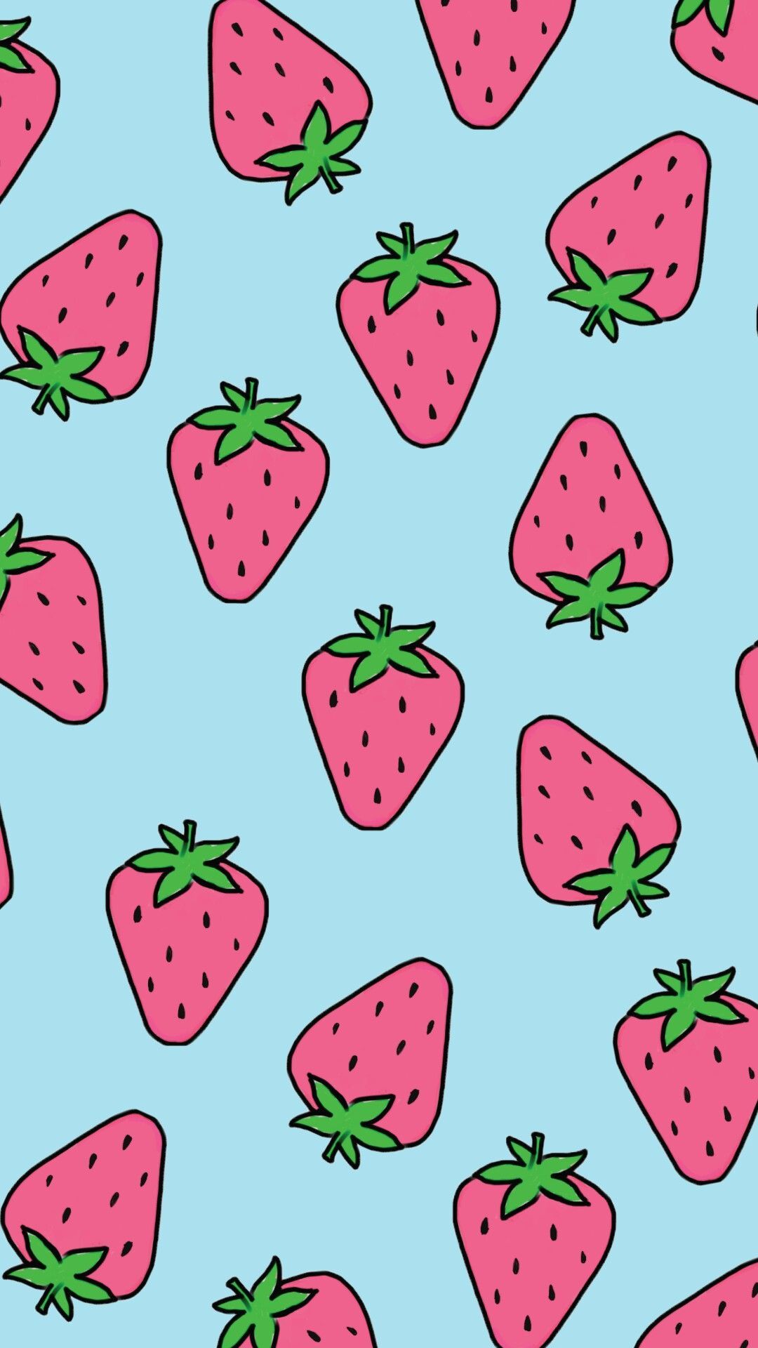 Fragole rosa pattern azzurro, 1080x1920 Verticale, Telefono