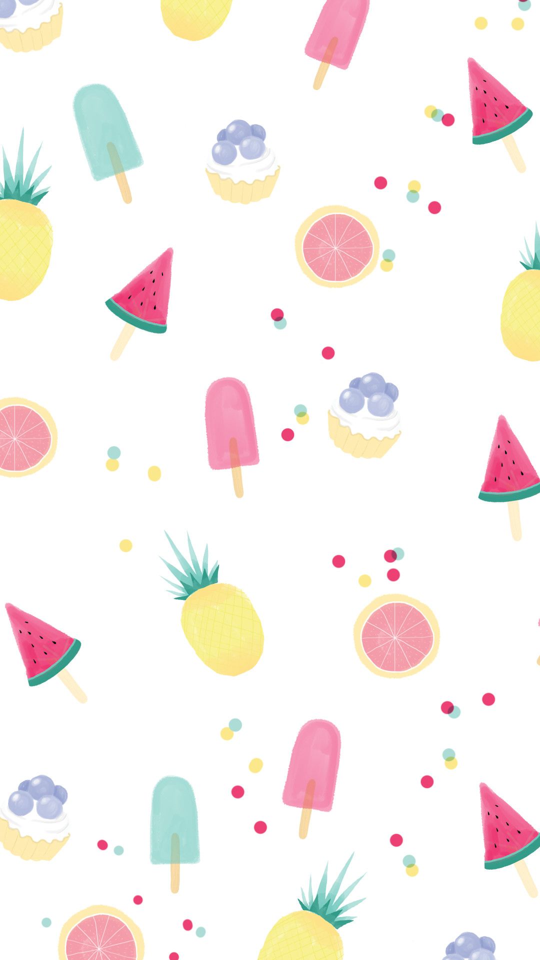 Frutta pastello e ghiaccioli pattern, 1080x1920 Verticale, Mobile