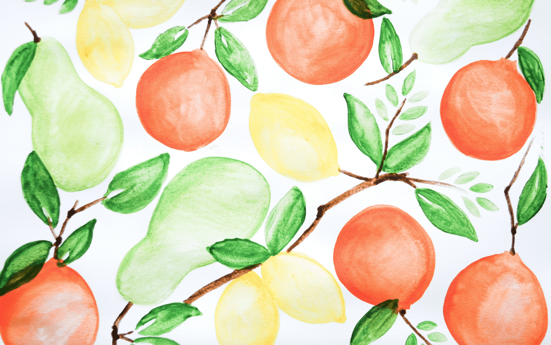 Frutta acquerello arance limoni pere, 1832x1150 900p, Laptop