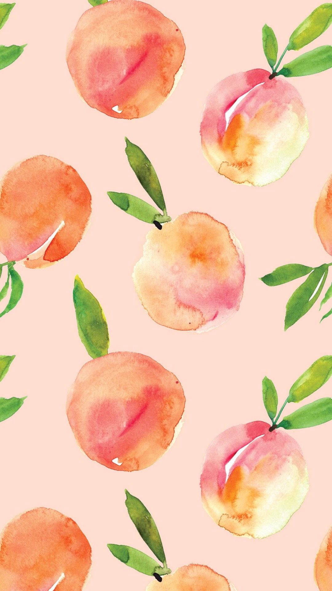 Pesche ad acquerello sfondo rosa, 1080x1920 Verticale, Samsung Galaxy