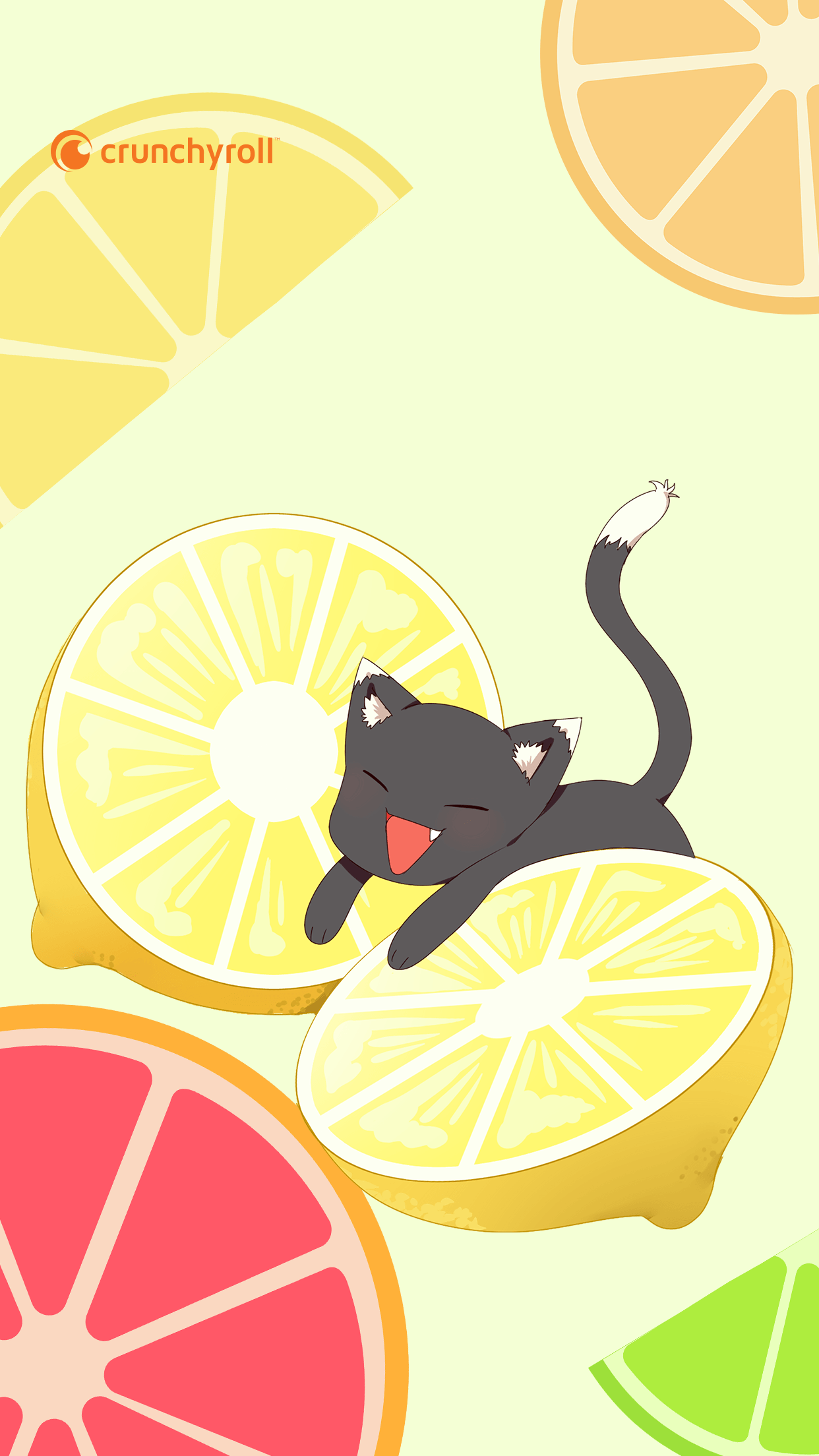 Gattino nero su limoni Crunchyroll, 1242x2208 Verticale, OnePlus