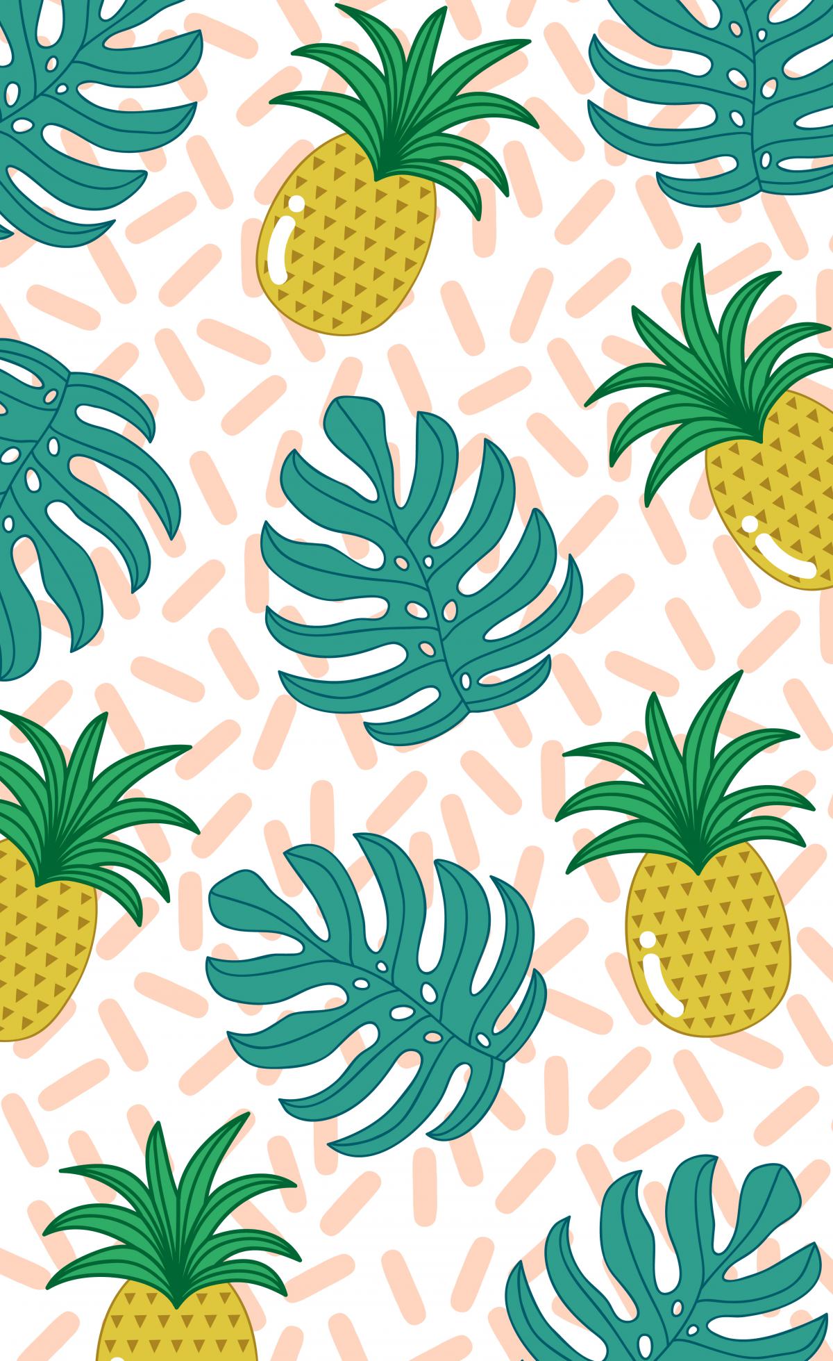 Pattern ananas e foglie tropicali, 1200x1959 Verticale, Telefono