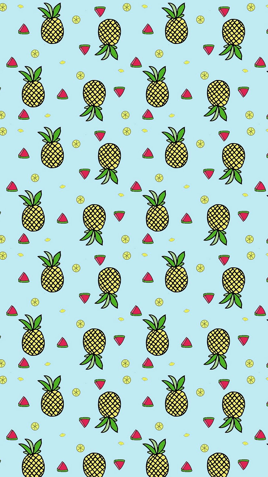 Pattern ananas su sfondo azzurro, 938x1668 Full HD Verticale, iPhone