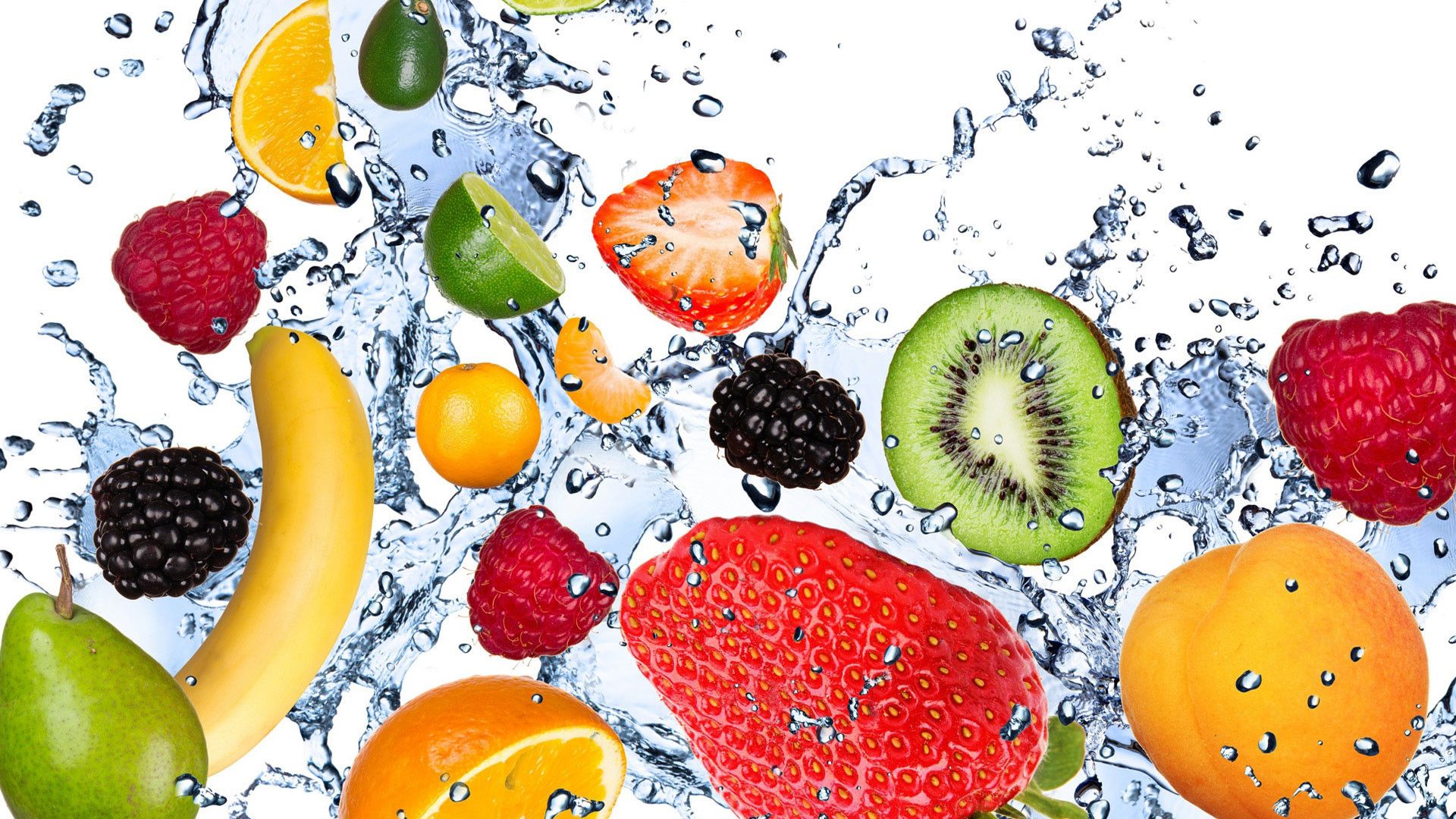 Frutta mista con schizzi d'acqua, 1920x1080 Full HD 1080p, PC