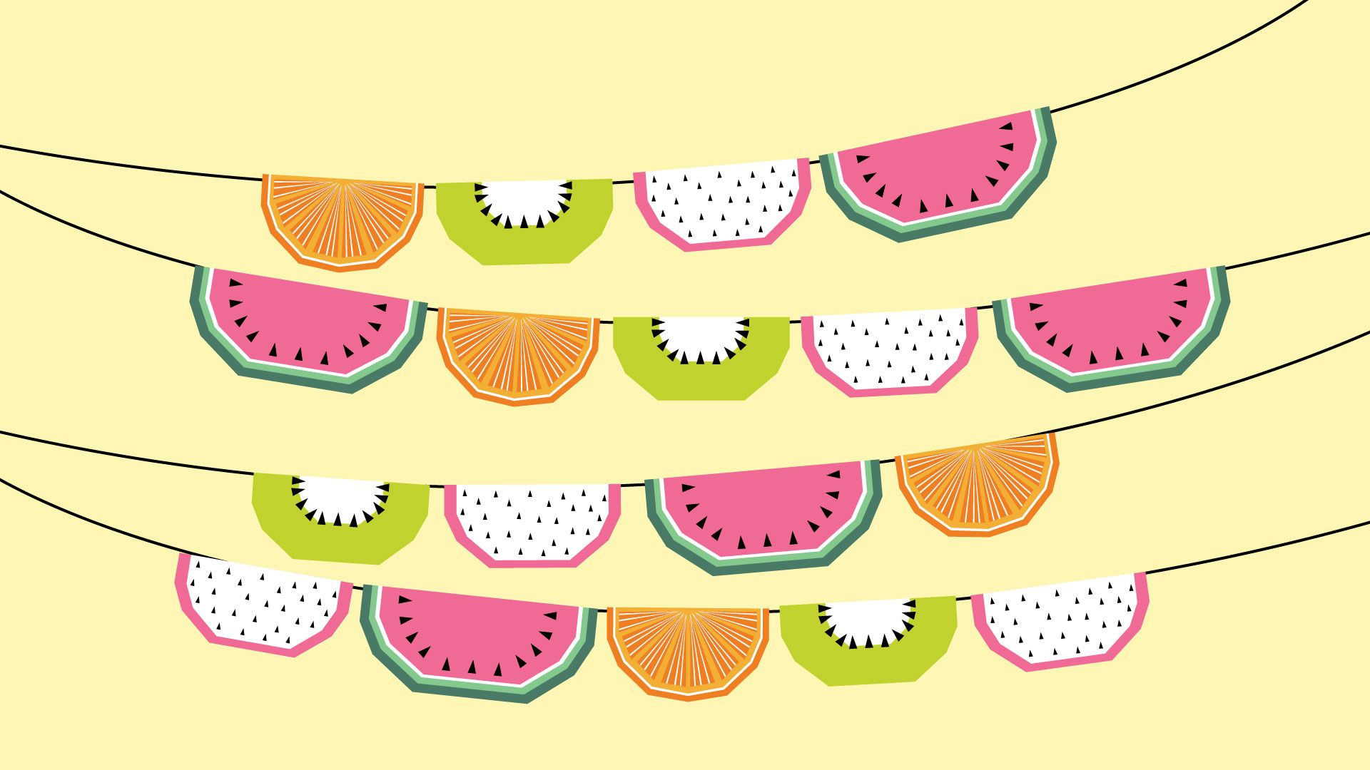 Ghirlande di frutta illustrate, 1920x1080 Full HD 1080p, Monitor Gaming