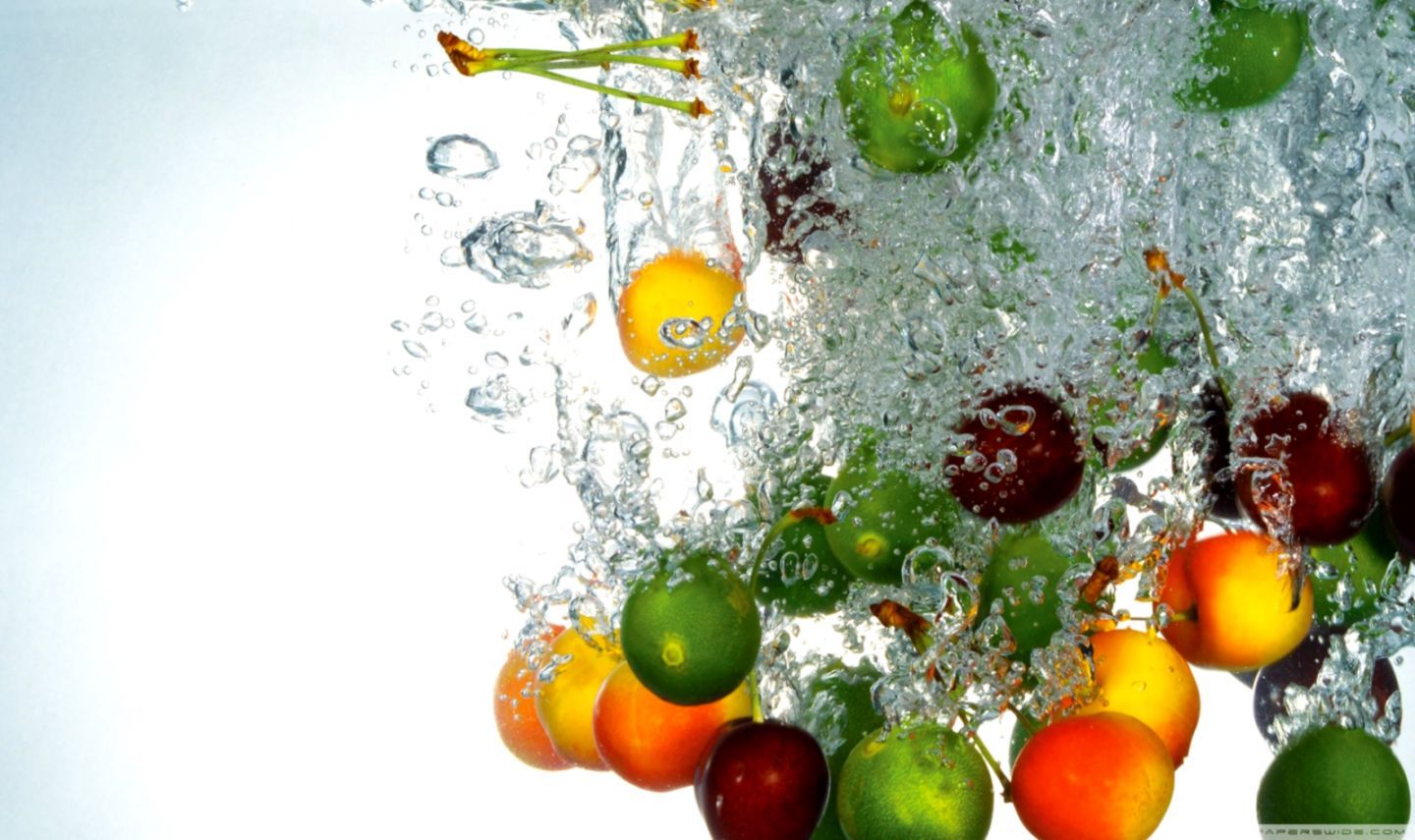 Frutta che cade nell'acqua, 1440x855 720p, PC