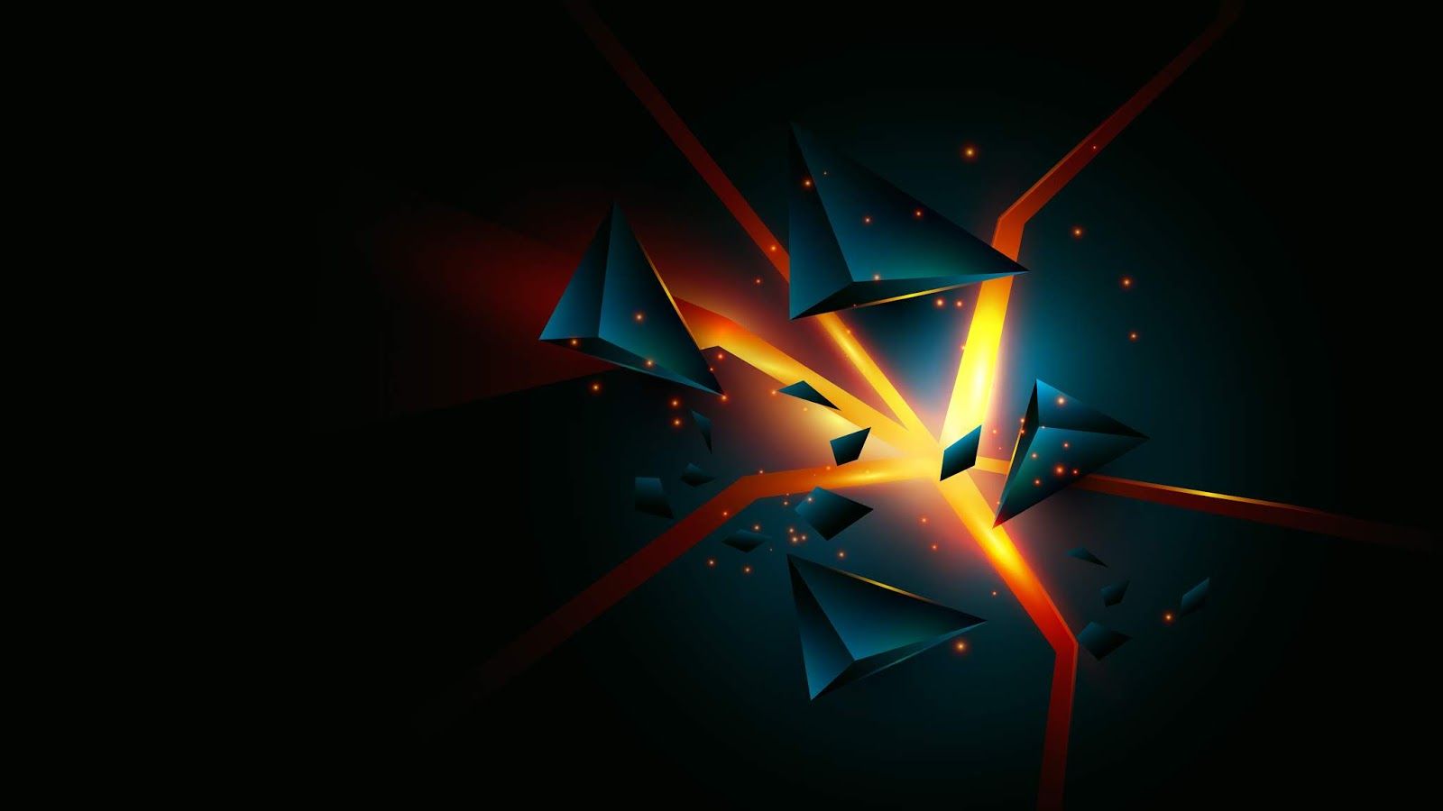 Frammenti astratti esplosione arancione, 1600x900 HD Ready, Laptop