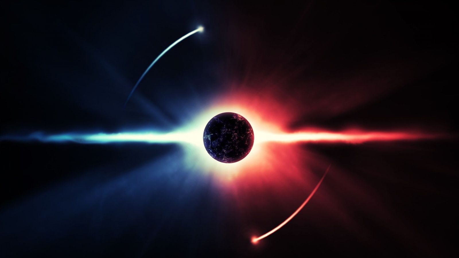 Pianeta con luce blu e rossa, 1600x900 900p, PC