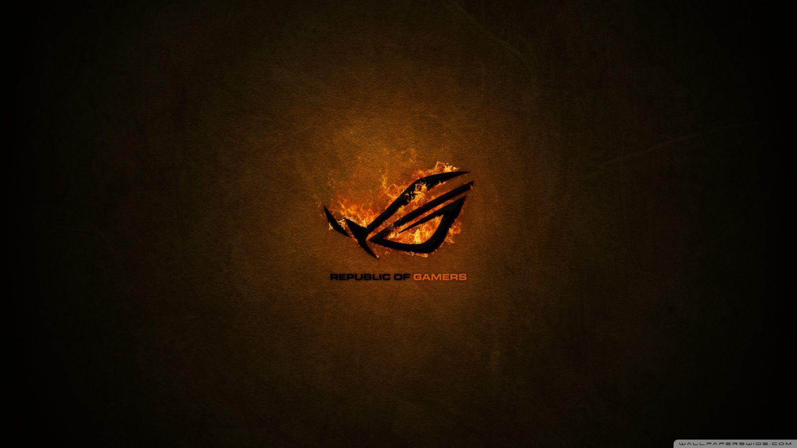 Logo ROG fiamme arancioni, Republic of Gamers, 1600x900 900p, Desktop