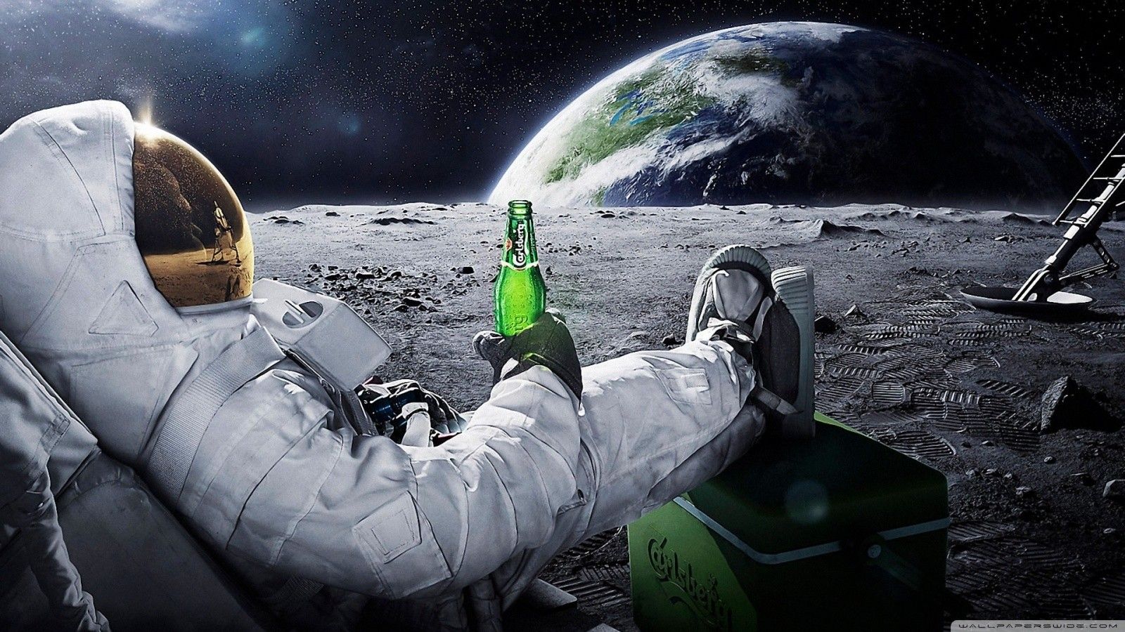 Astronauta rilassato sulla Luna, 1600x900 900p, Laptop