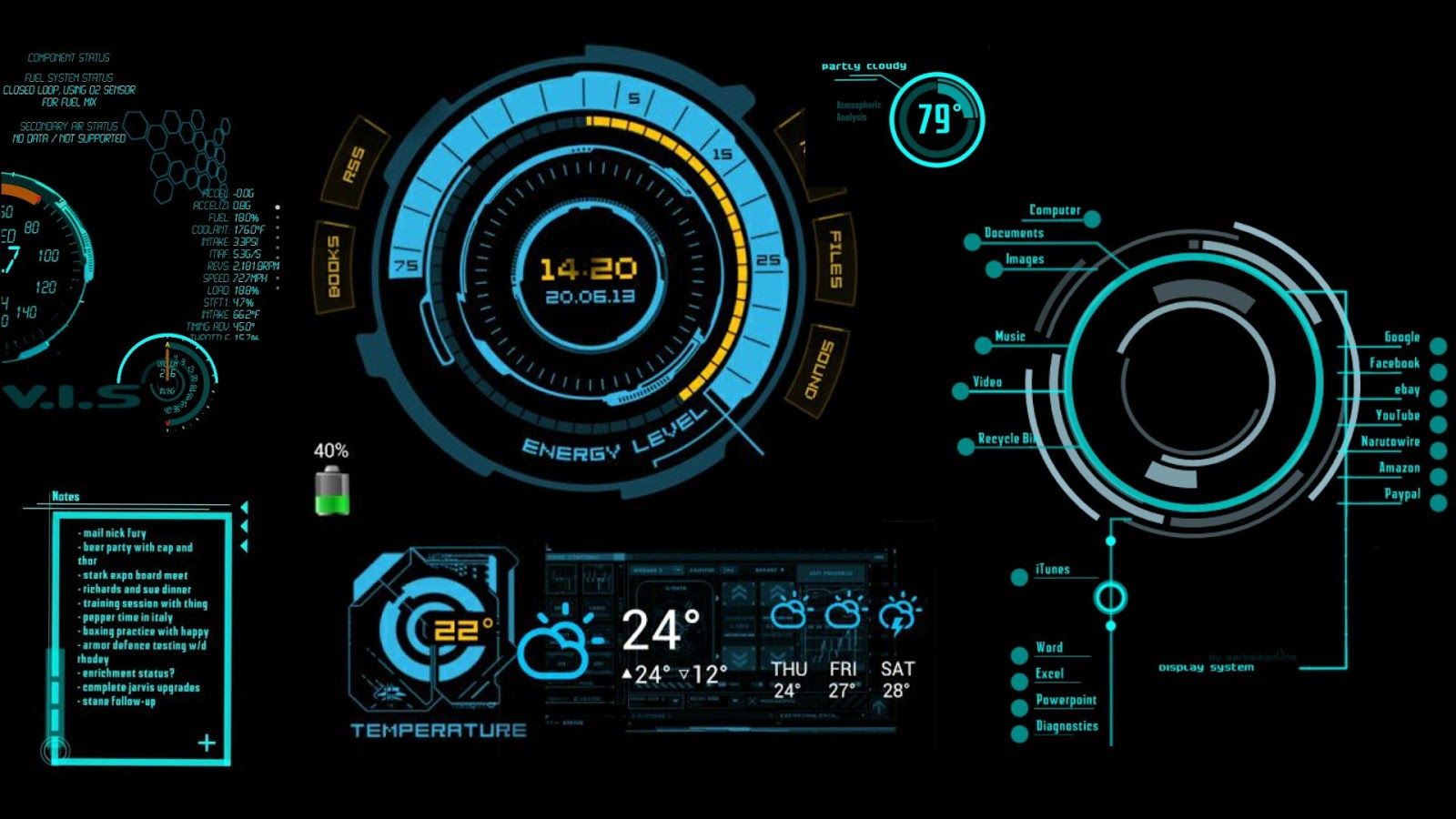 interfaccia HUD tecnologica digitale, 1600x900 HD, PC
