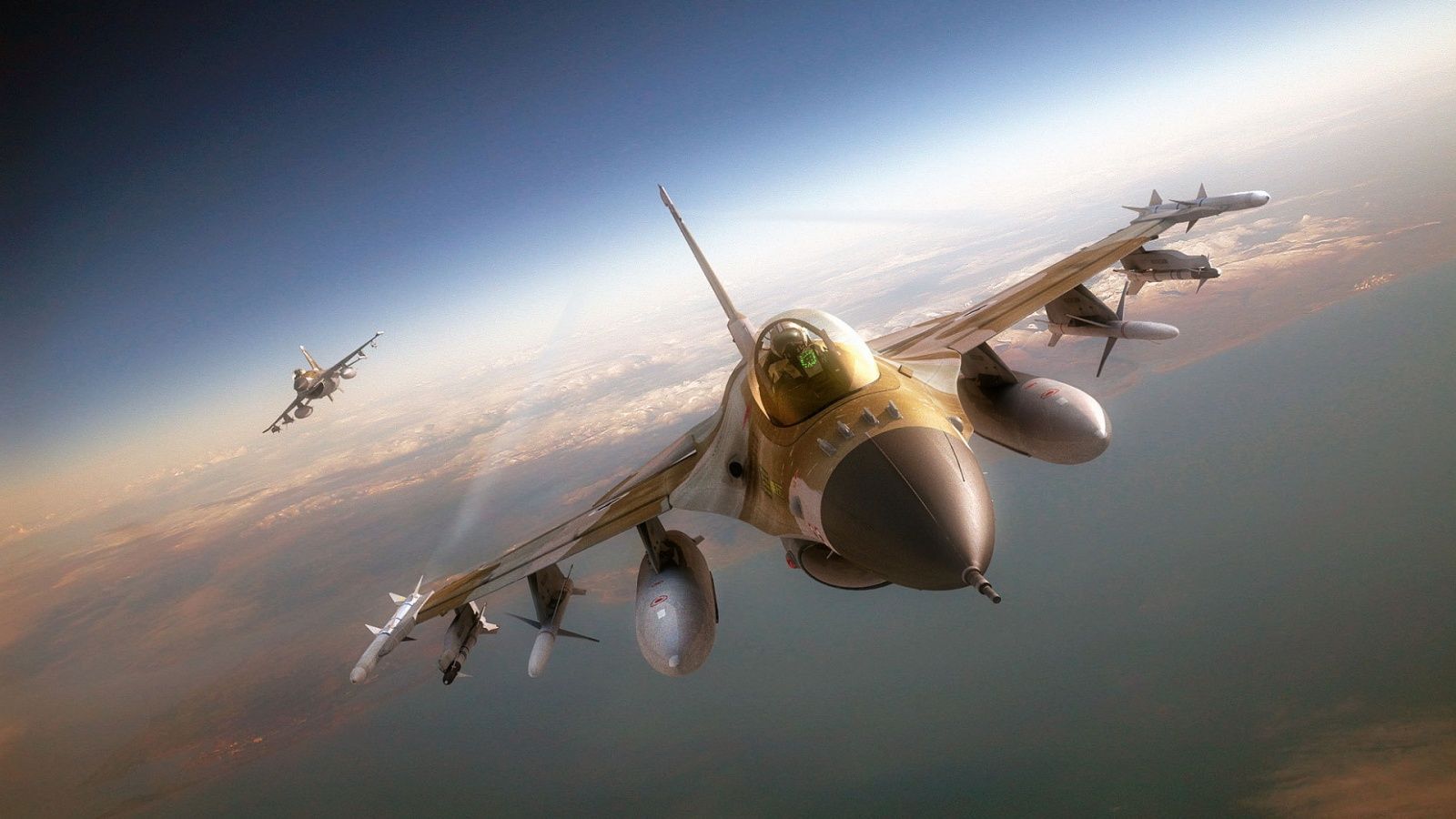 Caccia F-16 in volo, 1600x900 HD Ready, Laptop