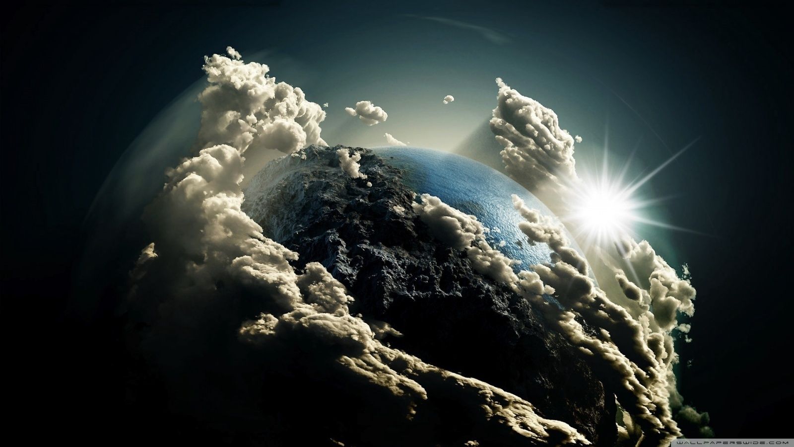 Terra vista dallo spazio con nuvole, 1600x900 HD, Desktop