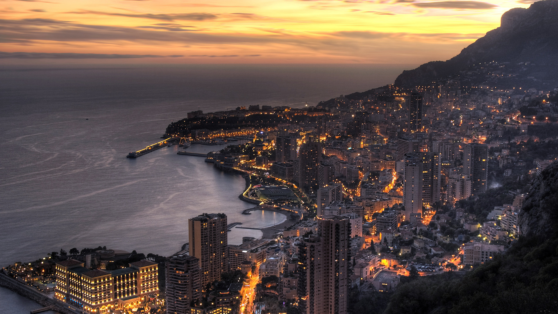 Città costiera al tramonto, 1920x1080 Full HD, Desktop