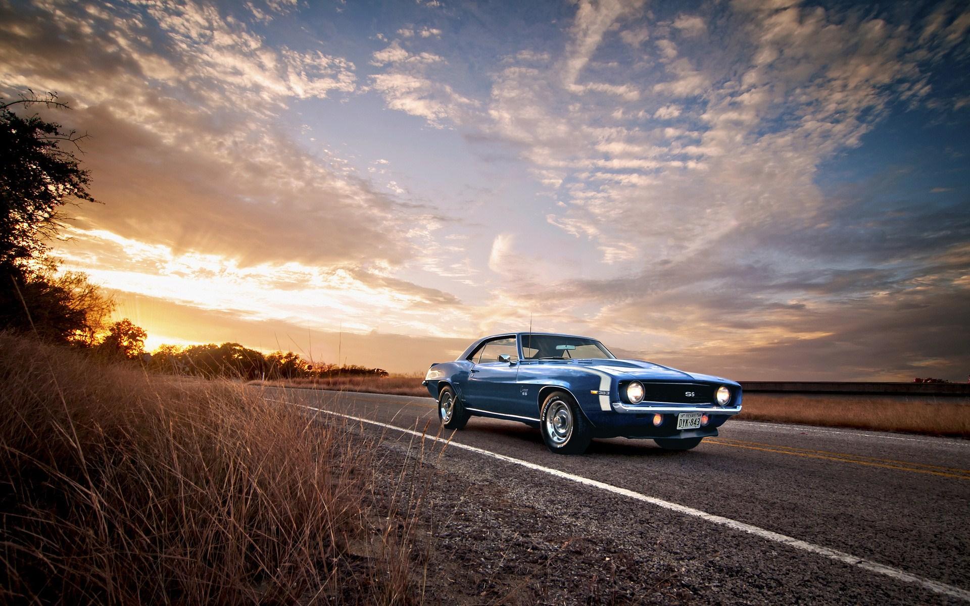 Auto muscle car blu tramonto, 1920x1200 Full HD+, Desktop
