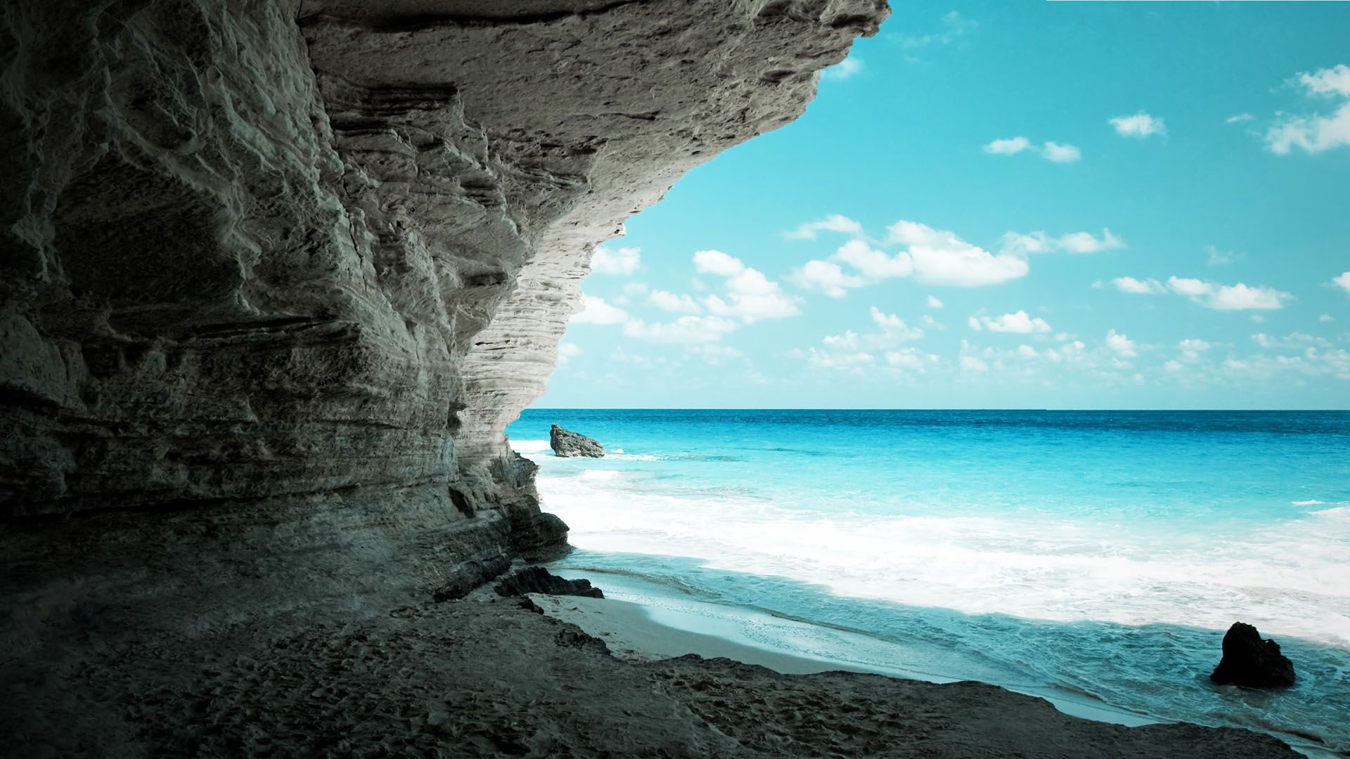 Grotta rocciosa sulla spiaggia, 1920x1080 Full HD 1080p, Desktop
