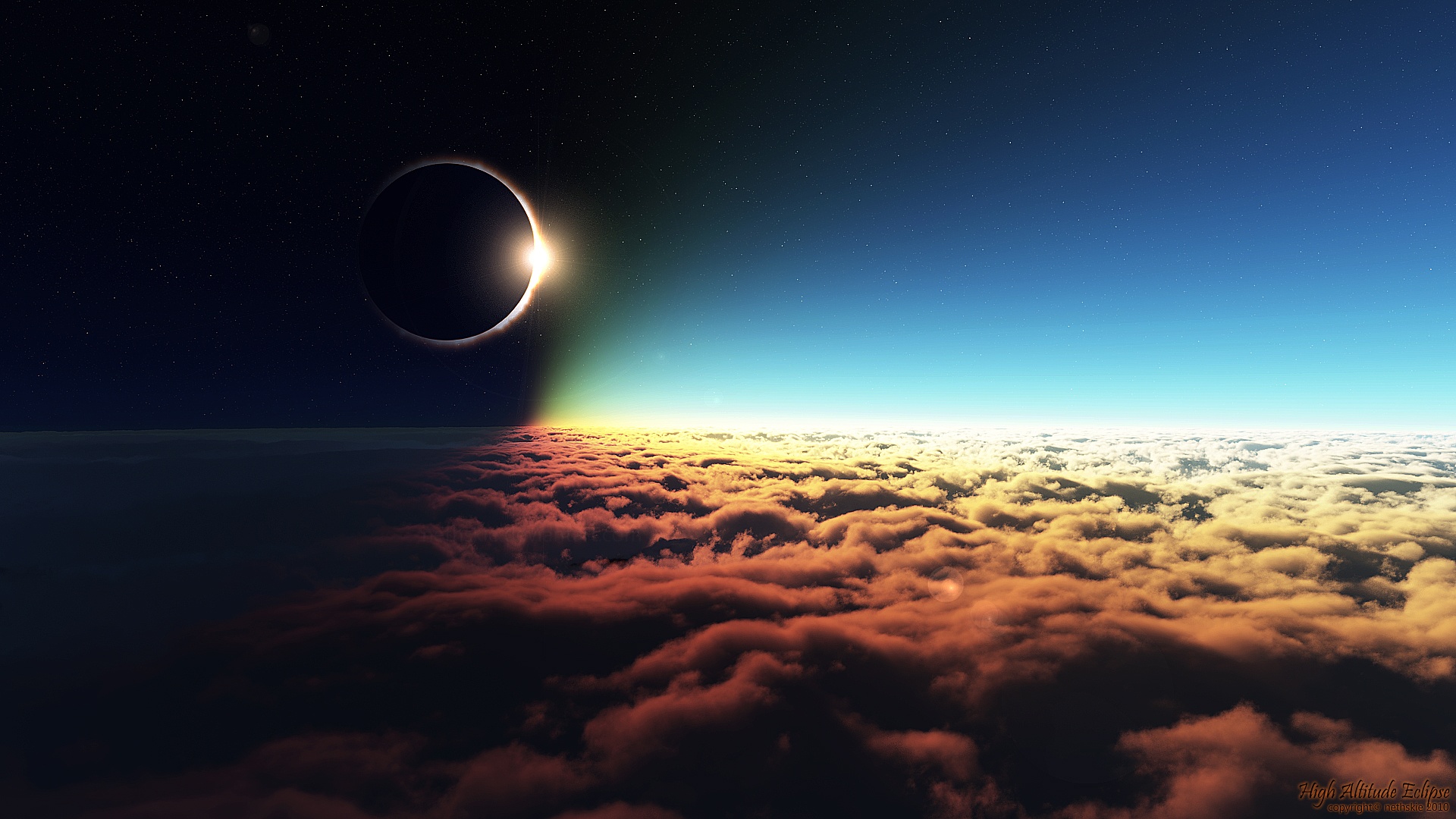Eclissi solare sopra le nuvole, 1920x1080 Full HD, PC Desktop