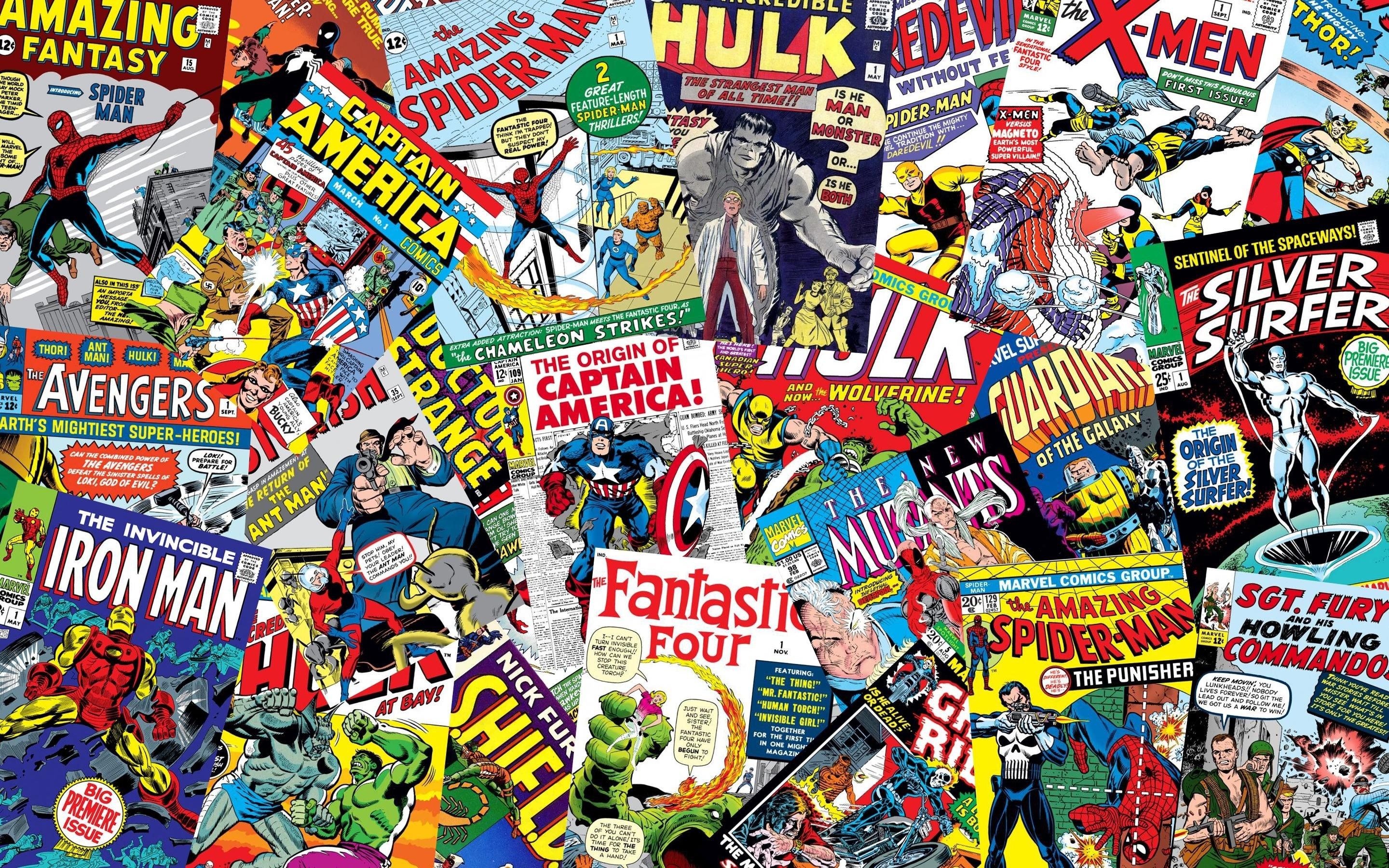 Collage copertine fumetti Marvel, supereroi, 2880x1800 2K+, Laptop
