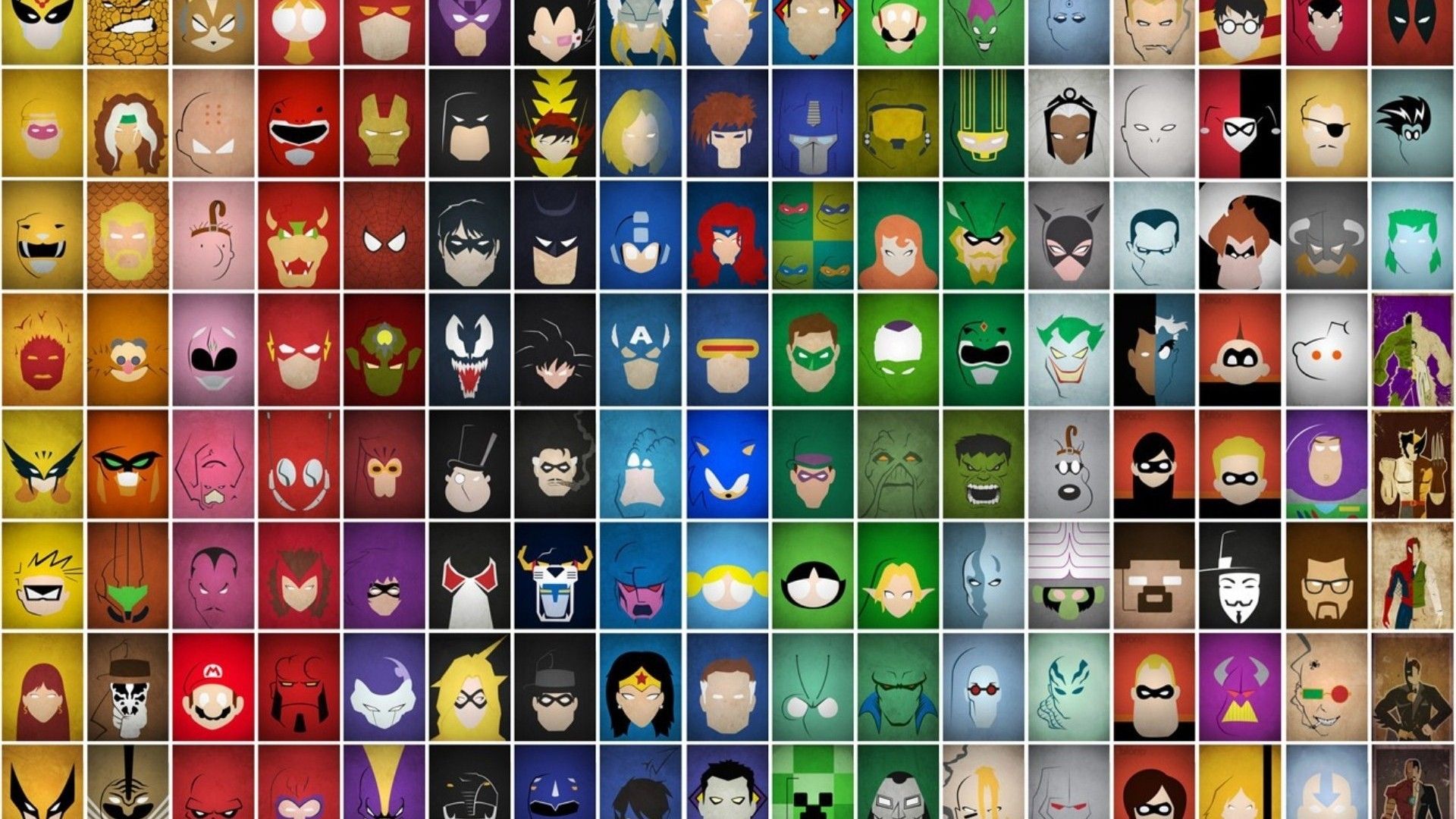 griglia icone supereroi fumetti, 1920x1080 Full HD, Laptop