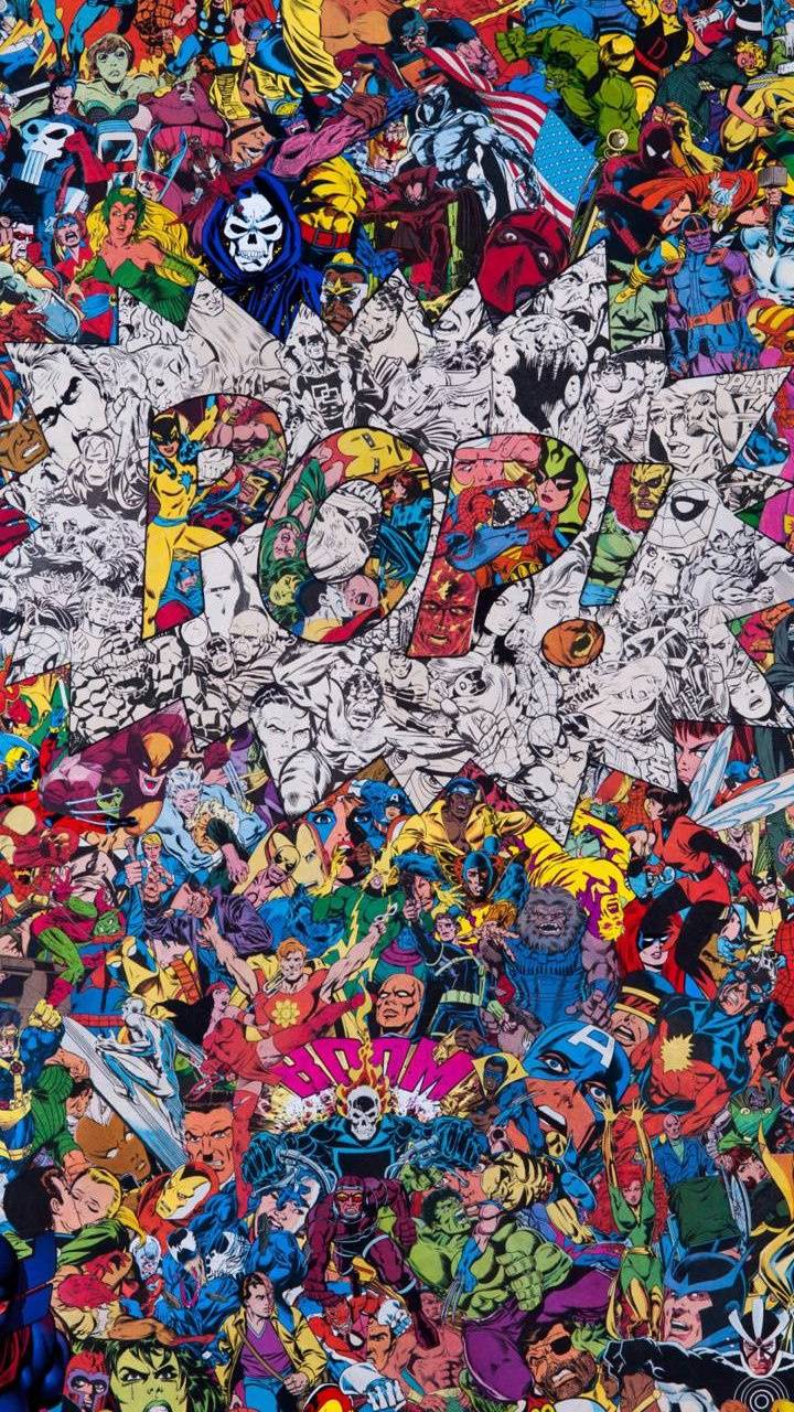 Collage personaggi supereroi fumetti, 720x1280 Verticale, Mobile