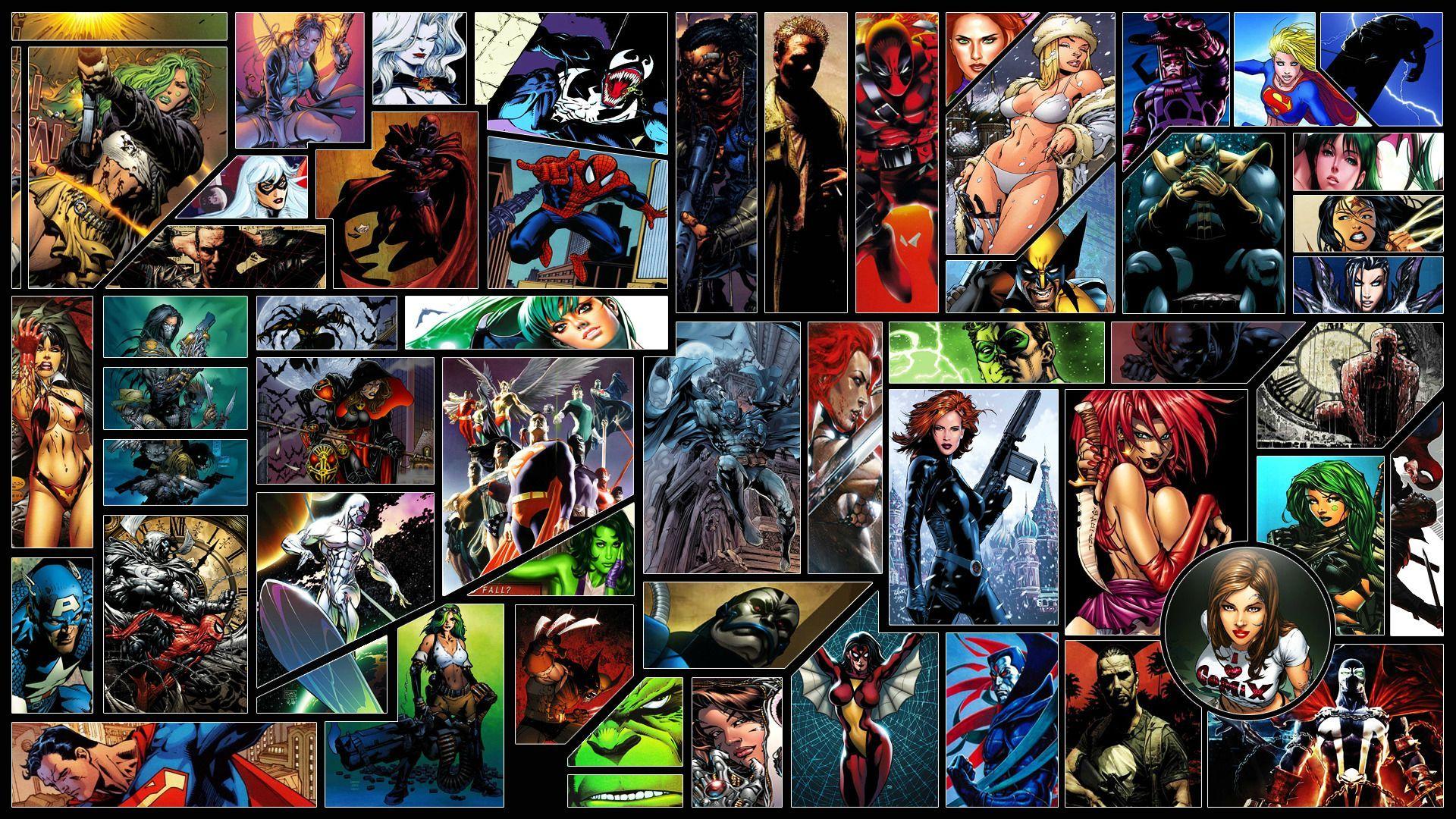 Collage supereroi Marvel fumetti, 1920x1080 1080p, PC
