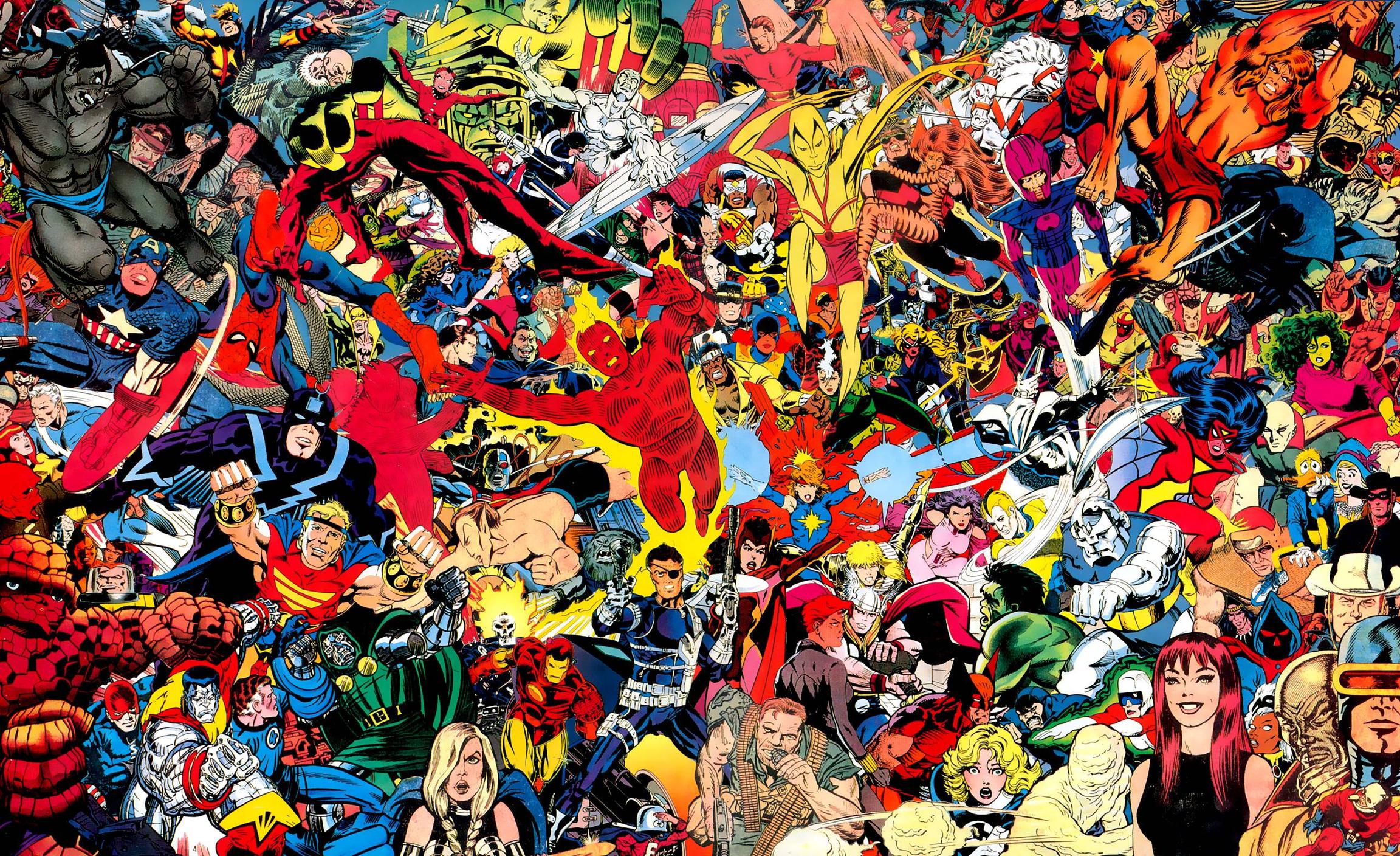Collage personaggi Marvel Comics, 2304x1408 Hi-Res, PC Desktop