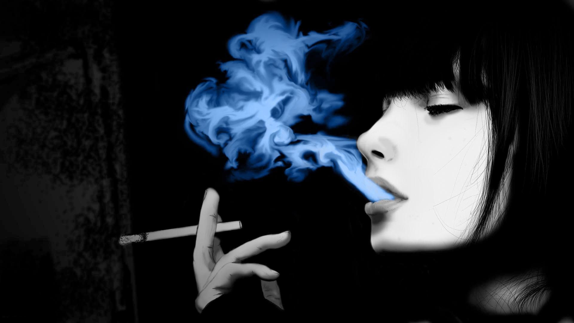 donna che fuma sigaretta, fumo blu, 1920x1080 Full HD 1080p, Desktop