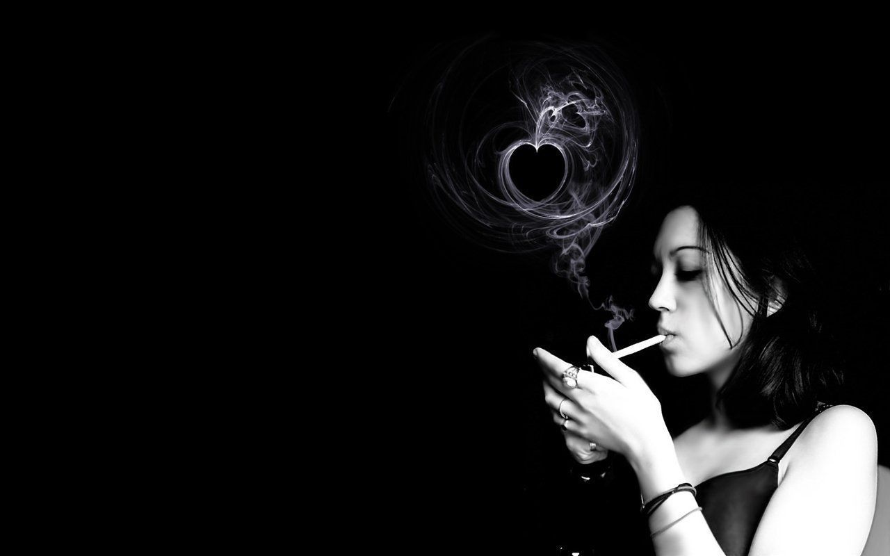 donna che fuma, cuore di fumo, 1280x800 HD, Desktop