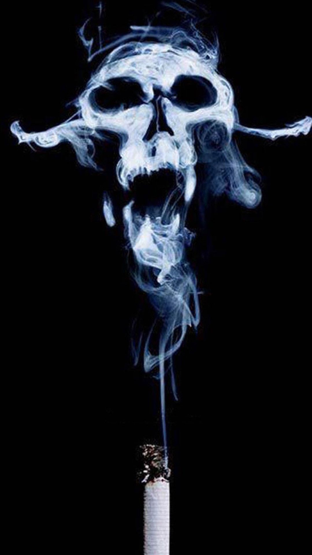 teschio di fumo sigaretta, 1080x1920 Verticale, Telefono